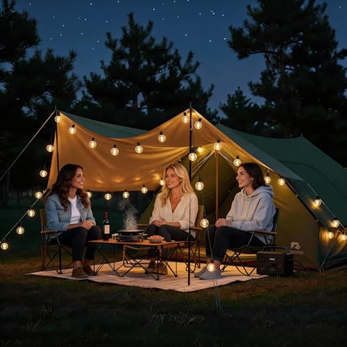 RTTY Outdoor String Lights 50ft, G40 Led Patio Lights with 26pcs Bulbs,Waterproof Shatterproof Dimmable Hanging Connectable Globe Outdoor Lights for Cafe,Bistro,Backyard,Gazebo,Balcony,Party, Black