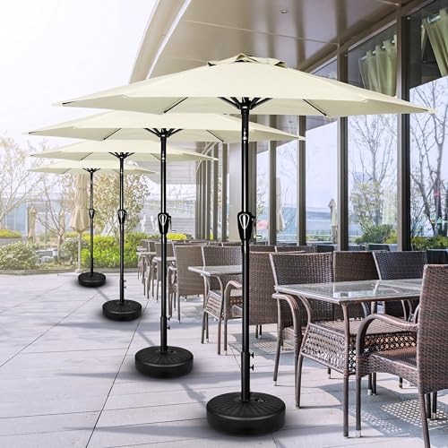Simple Deluxe 7.5ft Patio Umbrella Outdoor Table Market Yard Umbrella with Push Button Tilt/Crank, 6 Sturdy Ribs for Garden, Deck, Backyard, Pool, Creamy White - color: Creamy White-New, size: 7.5ft
