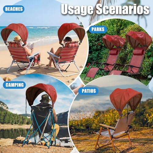 DaisyInner 1 Pcs Beach Chair Umbrella Canopy Extra Large Foldable Chair Sun Shade with Adjustable Clamp for Beach Camping Fishing Lounge Outdoor (Brick Red) - color: Brick Red