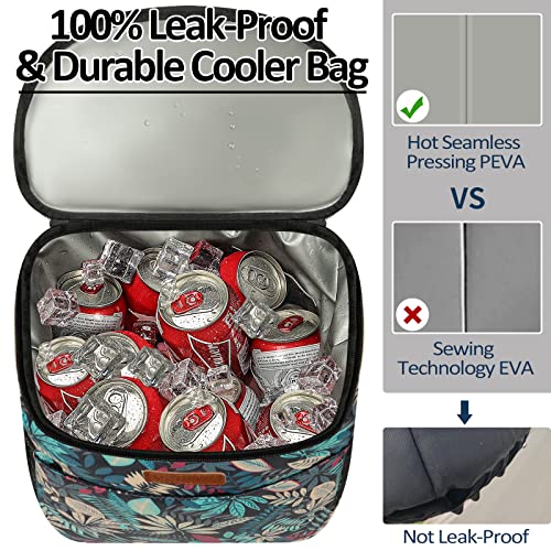 Camping Cooler Backpack 30 45 Cans, Soft Backpack Coolers Insulated Leak Proof Travel Cooler Bag Waterproof Lunch Picnic Beach Work Trip Thermal Bag Drink Beverage Beer Bag Cooler - color: Colorful Leaves, size: 30 Cans