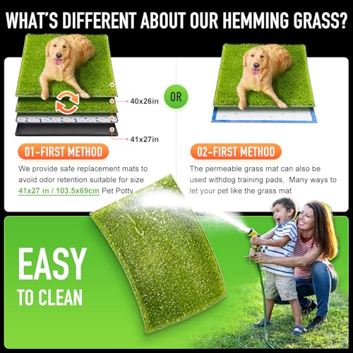 Hompet Artificial Dog Grass Pad for Dogs, 40"x26", Easy to Clean with Drainage Holes - size: 40 x 26"