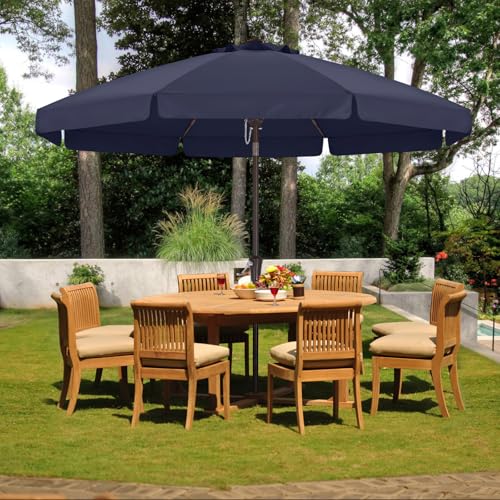 ABCCANOPY 10ft Scalloped Patio Umbrella, Outdoor Table Umbrella with Tilt and Crank, Fiberglass Ribs Deck Umbrella for Patio, Pool, Garden, Picnic (Navy Blue) - color: Navy Blue, size: 10FT