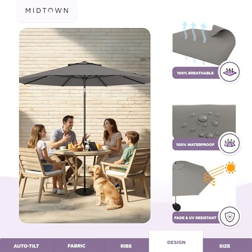 Midtown Umbrellas The Lean Patio Umbrella (Terylast Fabric - Charcoal, 8 Foot) - color: Terylast Fabric - Charcoal, size: 8 Foot