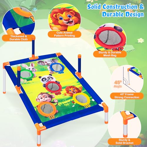 Subao Bean Bag Toss Game,3 in 1 Cornhole Set,Kids Outdoor Games,Sports & Outdoors Play Toys for Toddler Boys Girls 3 4 5 6 7 8 9,Ring Toss Game for Yard Lawn Party Family,Toys Gifts for Kids Age 3+