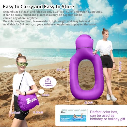 SEGOAL Pool Floats Inflatable Floating Lounger Chair Water Hammock Raft Swimming Ring Pool Float, Lightweight Single Layer Nylon Fabric No Pump Required - color: Purple