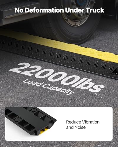 VEVOR 3 PCs Rubber Cable Protector Ramp, 2 Channel Heavy Duty TPU Floor Cord Hose Wire Cover, 1.2'' W x 1.1'' H Channel Size, Traffic Speed Bump with Flip-Open Top Cover, for Indoor Outdoor Use - style: 3 PCs