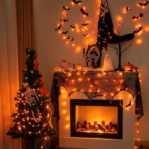 YEGUO Orange Solar Thanksgiving Lights Outdoor Waterproof, 4 Pack Each 33ft 100 LED Solar Fairy Lights, 8 Modes Solar String Lights - color: Orange