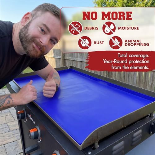 KITCHEN PERFECTION 28" Premium Silicone Griddle Cover Mat for Blackstone Griddle 28 Inch - Hermetic Protection from Rust & Debris All Year, Fits All Blackstone 28 Inch Models - Food Grade Silicone - color: Classic Blue 28 inch