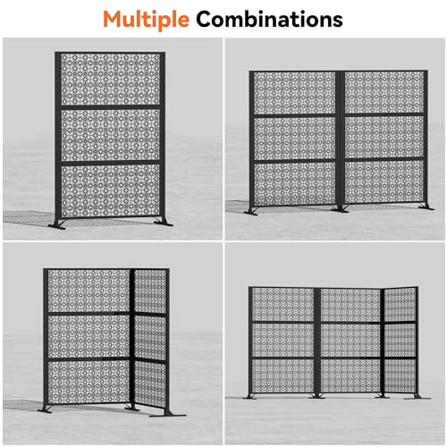 Modern Shade 4x6 FT Metal Privacy Screen with Artistic Modular Designs Decorative Patio Privacy Fence & Garden Divider, Freestanding Outdoor Metal Fence Panel, Weather-Resistant (Petal Weave) - size: 1 Panel (Petal Weave)