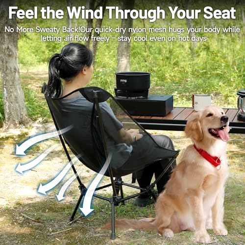 喜马拉雅 Himalaya Ultralight Beach Chair, 2 Heights Lightweight Camping Chair, Folding Mesh Backpacking Chairs, Portable Compact Camp Chairs for Hiking Picnic Lawn Festival Outdoor