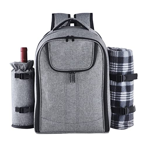 Picnic Bag Picnic Basket Tote Picnic Backpack for 4 Person Set Pack with Insulated Waterproof Pouch for Family Outdoor Campingfor Trip/Picnic/Sports/Flight, Gray