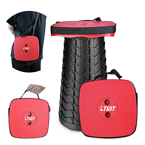 Upgraded Square Folding Stool, Max Load Capacity 485lbs, Portable Collapsible Seat, Telescoping Foldable Stool for Camping,Fishing,Hiking,Travel, Red - color: Red