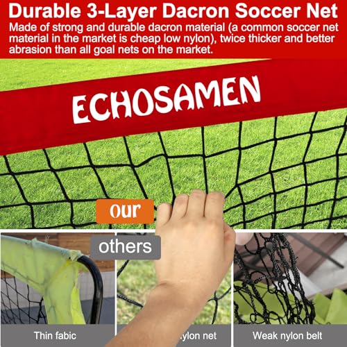 Kids Soccer Goals for Backyard, 2 of 6 x 4 ft Kids Soccer Goal Set Soccer Net with 10 Soccer Cones, Agility Ladder & Carry Bag, Portable Soccer Training Equipment. - color: Red