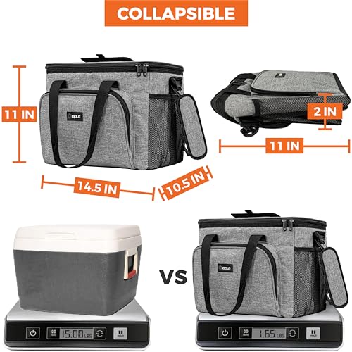 OPUX Soft Cooler Bag, Insulated Collapsible Lunch Cooler Tote for Men Work Camping Beach Travel, Portable Soft Sided Leakproof Waterproof Large Lunch Bag Box with Shoulder Strap 40 Cans, Heather Gray - color: Heather Gray, size: 40 Cans