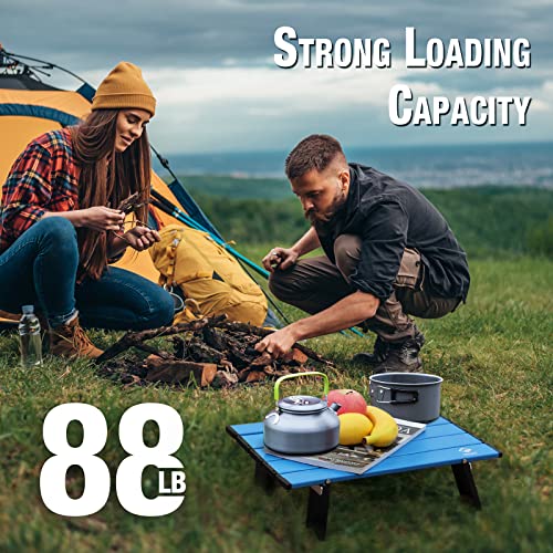 VILLEY Portable Mini Folding Beach Table, Ultralight Aluminum Side Table with Carry Bag for Camping, Picnics, and Outdoor Activities - Blue - color: Blue