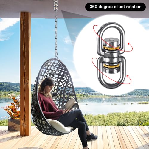 SELEWARE Bearing Swing Swivel, 360° Rotational Device Hanging Accessory for Web Tree Swing, Hammock Chair, Climbing Rope, Aerial Yoga, Kids Swing Swivel, Hold Up to 1200LB, 2 Pack - color: Swivel Only, 2 Pack