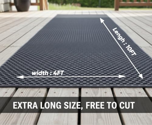 PVC Drainage Floor Mat Non-Slip Commercial Wet Area Mat for Outdoor and Indoor Restaurant Kitchen Bar Swimming Pool Splash Matting Water Drain Flooring Mat (Black, 4FTX10FT) - size: 4x10FT