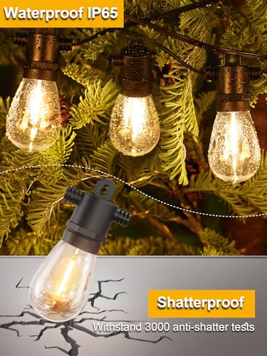 Svater Outdoor String Lights 300 FT, Patio Lights for Outside with Shatterproof Bulbs, Waterproof IP65 Commercial Hanging Light for Backyard Porch Balcony Bistro Party 3X100 FT - size: 300ft