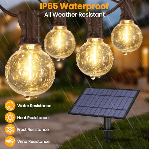 Mlambert 25FT Solar Powered String Lights Outdoor, Waterproof Solar Patio Light String with 10+1 Shatterproof LED G40 Bulbs for Backyard Garden-Brown - color: Brown