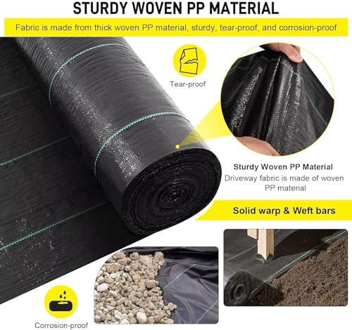 forimo Driveway Fabric, 13x65 ft Road Fabric Commercial Barrier Fabric, Landscape Fabric Heavy Duty 5OZ French Drain Fabric for Erosion Control,Landscape Fabric,Construction Projects - size: 13×65 ft-5OZ