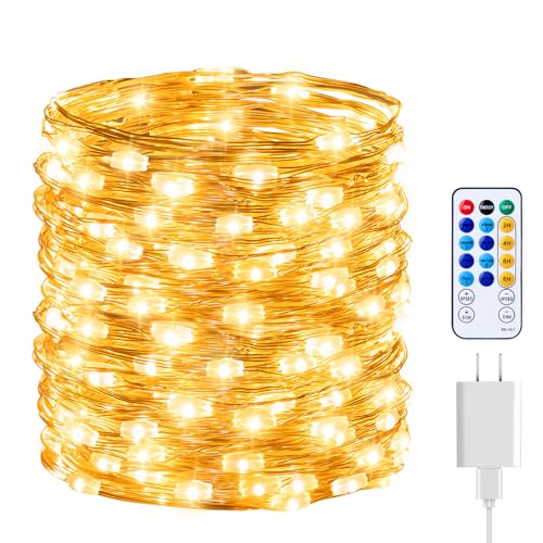 Fairy Lights with Remote, 8 Modes & Timer, 66 Feet 200 Led Christmas Light Twinkle Lights Plug in, Waterproof String Lights for Bedroom Decor Home Girl's Room Garden Party Christmas Decorations - color: Warm White, size: 1Pack - 200 LEDs