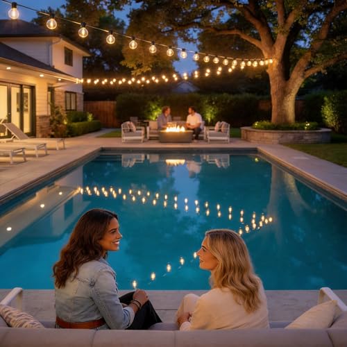 RTTY Outdoor String Lights 100 FT, Patio Light for Outside, Waterproof G40 Shatterproof LED Bulbs, Dimmable Hanging Connectable Globe Lighting for Backyard, Porch, Bistro, Balcony, Party, Warm White - size: 100FT