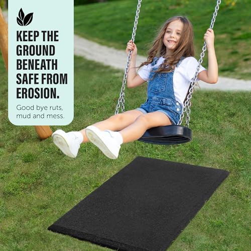 Playsafer Heavy Duty Commercial Grade Rubber Playground Safety Mat - Playground Protection Mat for Swings and Slides - 54" Long X 32" Wide x 2" Thick (Black) - color: Black