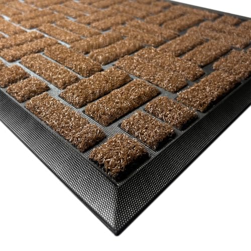 MATALL Outside Door Mat - 36x17 Inches Brown Welcome Matt, Indoor and Outdoor Dirt Trapper Door mat for Office Doorway, Patio, Porch, or Deck - color: Coffee, size: 1'5" x 3' (Rectangular)