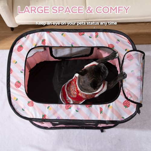 Dog and CAT pop Play Pen,Pets Houses for Dogs and Cats,Indoor&Outdoor Exercise Pen Dog Tent Puppy Playground Large (L, Pink) - color: Pink, style: Large（35.4"L x 27.6"W x 23.6"H）