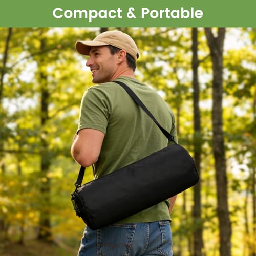Raynesys 360° Rotation Camping Chair, Compact Hiking Chair with Cup Holder & Storage Pocket, Portable Folding Chairs for Outdoor Activities, High Back Comfort for Long Sitting, 1 Pack Black