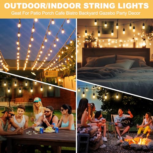 50FT Outdoor String Lights with 32+2 Bulbs (1.5FT Bulbs Spacing), Remote & Dimmer, Commercial Patio String Lights with 3 Mode Light & Timing, IP65 Waterproof, 50PC Mounting Ties for Outside - size: 50ft With Remote (1.5ft Bulbs Spacing)