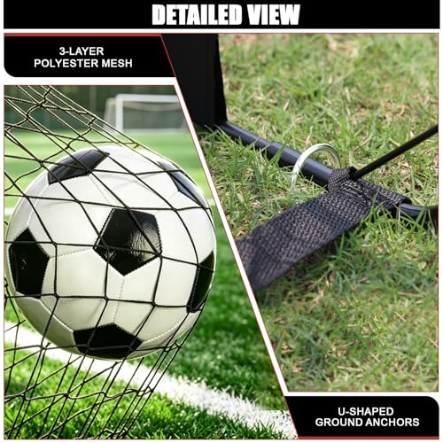 BaseGoal Soccer Goals for Backyard Set of 2, 4x3ft Kids Soccer Goal Portable Pop Up Soccer Net for Kids & Youth, Outdoor Soccer Training Equipment with Soccer Cones, Targets & Accessories