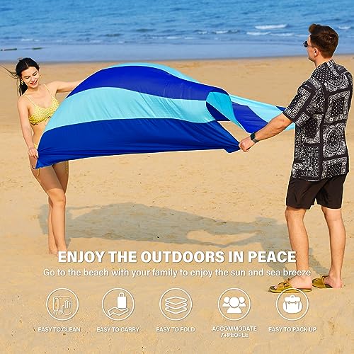 Famstar Beach Blanket Oversized Extra Large 78" X 81",Waterproof Sandproof Beach Blanket 1-7 Adults Lightweight Durable for Travel Camping Hiking Picnic - color: Dark Blue, size: 78" X 81"
