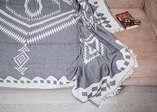 Bersuse 100% Cotton Bahamas XL Throw Blanket Turkish Towel Beach Blanket - Beach Camping Essentials - 75x90 Inches, Black - color: Black3