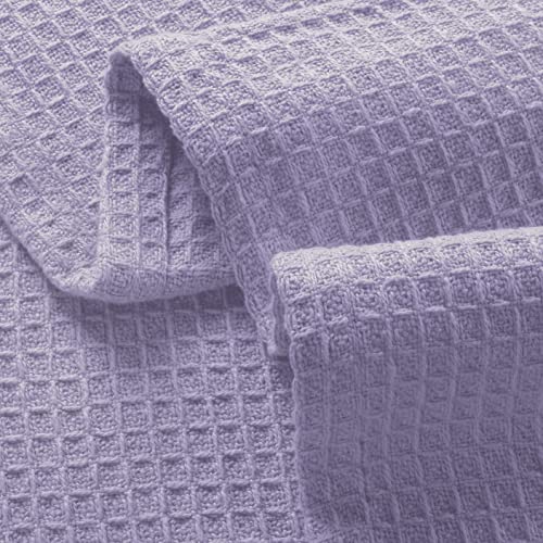 GLAMBURG 100% Cotton Thermal Blanket, Breathable Waffle Twin Blanket, All Season Purple - color: Purple, size: Twin (60"x90")