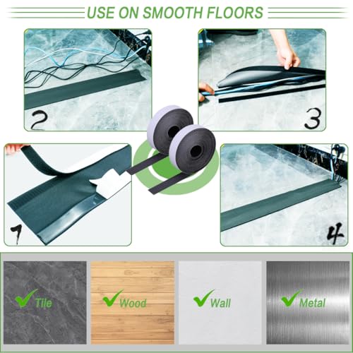 Floor Cable Covers - 20ft Oxford Fabric Cord Protector with Adhesive Hook & Loop,Waterproof Wire Storage Sleeve for Any Floor Surface,Durable Cable Management to Prevent Tripping Hazards (Gray, 20ft) - color: Gray, size: 20ft