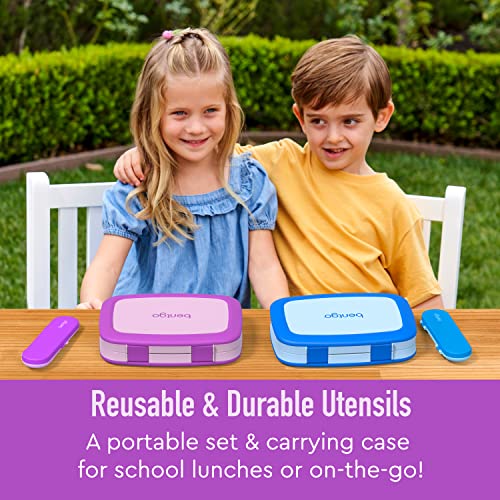 Bentgo Kids Utensil Set - Reusable Plastic Fork, Spoon & Storage Case - BPA-Free Materials, Easy-Grip Handles, Dishwasher Safe - Ideal for School Lunch, Travel, & Outdoors (Purple) - color: Purple