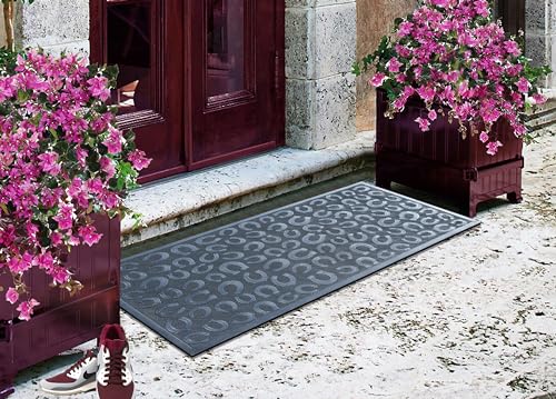 A1 Home Collections Horseshoe Design Rubber Pin Welcome Door Mats 30" x 60" for Door Entrance, Fun Designed Doormat, Welcome Mats for Front Door Non-Slip Backing Rubber Doormat - color: Rubber Horse Shoe