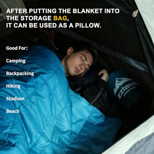 zzlamb Hooded Stadium Blanket,Waterproof Outdoor Camping Blanket Polar Fleece,Warm Windproof Portable for Stadium,Sports,Picnic,Beach,Car,Pets,56x75in Lake Blue Fade - color: Lake Blue Fade