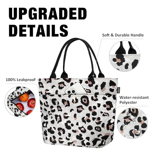 Aosbos Lunch Tote Bag, Insulated Lunch Box for Women, Leakproof Lunch Cooler Purse for Work, Leopard Print - color: B. Leopard