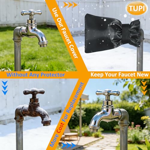 TUPI 2 Pack Outdoor Faucet Covers for Winter | Pro Freeze Protection | Waterproof Spigot Cover, Reusable Winter Insulated Faucet Pipe Protector for Outside Spigot, Hose bib, Water Tap, 8.5" H x6.1 W