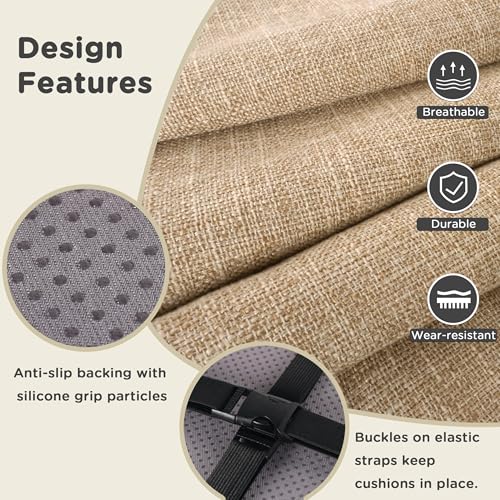 AddGrace Anti-Slip Bar Stool Cushions Square Bar Stool Seat Cushions with Ties Set of 4 Small Square Chair Pads with Machine Washable Cover 12"X12"X2" (Beige) - color: Beige