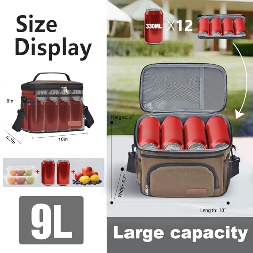 ExtraCharm Insulated Lunch Bag for Women/Men - Reusable Lunch Box for Office Picnic Hiking Beach - Leakproof Cooler Tote Bag Organizer with Adjustable Shoulder Strap for Adults - Dark yellow - color: Dark Yellow