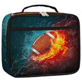 Kids Lunch Box for Boys Girls Fire American Football Sport Black Insulated Lunch Bag Reusable Small Cooler Bag Meal Containers Tote Kit for School Travel Women Men - color: american football