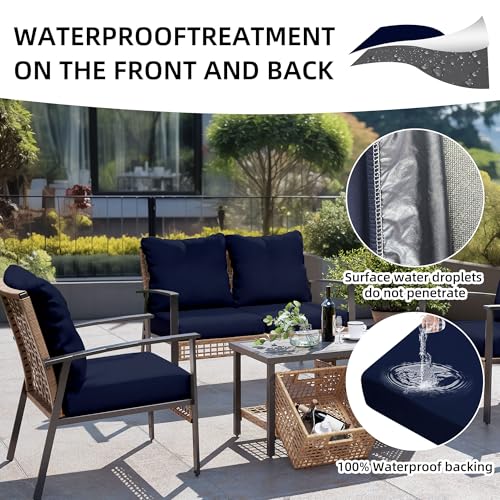 14Pcs Outdoor Cushion Covers, Patio Cushion Covers,Stretch Elastic Slipcovers, Replacement Washable & Reusable Furniture Protector for Patio Couch (Navy Bluey,Cover Only) - color: Navy Blue, size: 14Pcs-Solid color