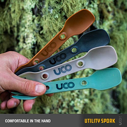 UCO Utility Spork 3-in-1 Combo Spoon-Fork-Knife Utensil - color: Gold/Sky Blue