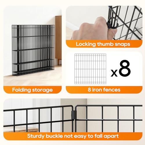 NChanmar Pet Dog Palypen Foldable Portable Metal Dog Fence Pet Exercise Pen for Outdoor & Indoor 24 Inch Height 8 Panels Puppy Palypen Kenne w/Door for Puppy Dogs Small Breeds, Black - size: 24 In