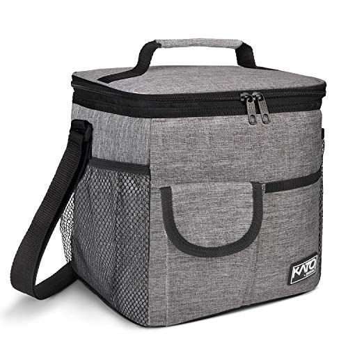 Tirrinia Insulated Large Lunch Bag for Women Men, Leakproof Lunch Box Containers for Adults, Work, School, Soft Lunchbox for Kids, Boys, Adult Cooler Bag for Picnic, Hiking,Beach - color: Gray, size: Large-10.5L