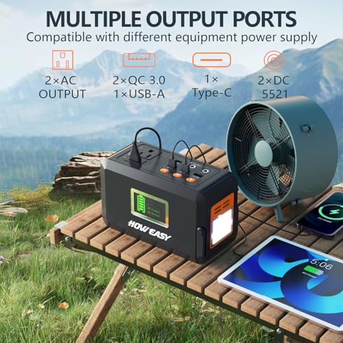 HOWEASY Portable Power Station,120W(240W Peak) Solar Generator,88Wh Lithium Battery Power with 110V AC Outlet/DC/USB/LED Light for Outdoor Camping Trip Hunting Emergency(Solar Panel Optional) - color: Orange