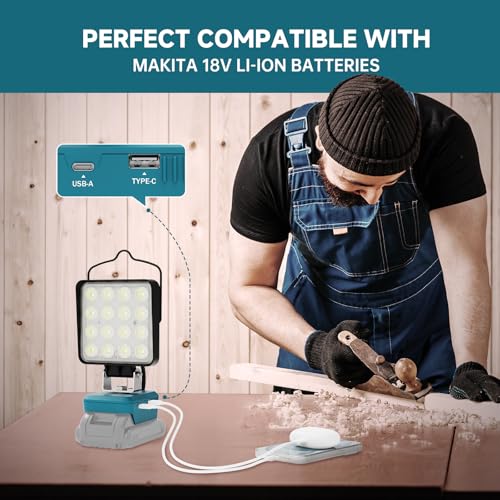 2 PCS LED Work Light for Makita 18V Battery,Battery Light for Makita 18v Tools Portable Outdoors Flood Lighting - size: M light 10000LM - 2 Pack